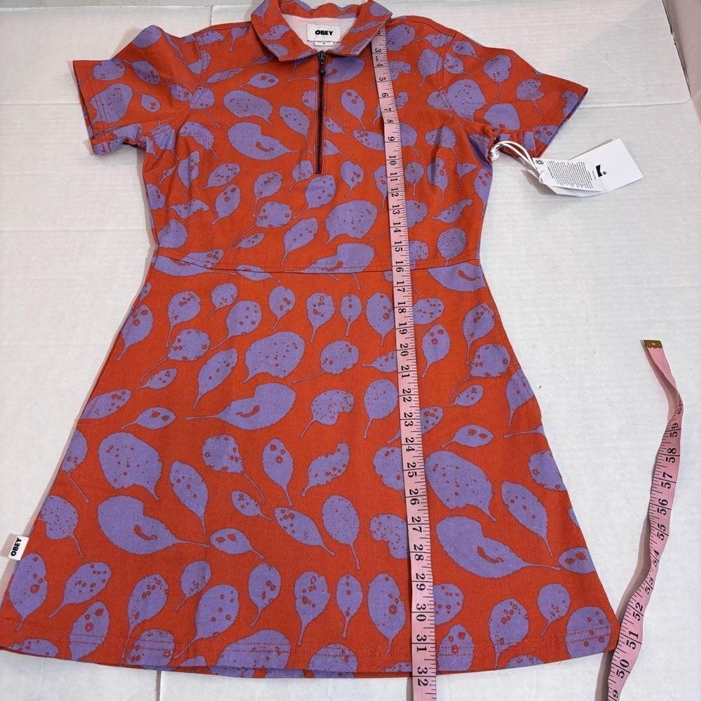 OBEY LEAVES WORK DRESS NEW with tags Size XS GINGER BISCUIT MULTI - Picture 16 of 16